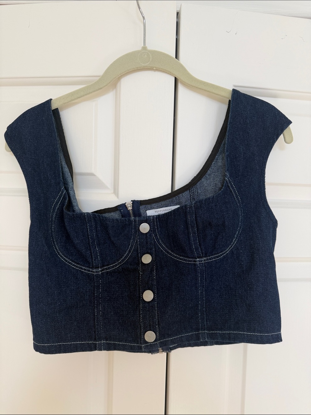 Peppermayo Denim Corset Crop Top Size 8